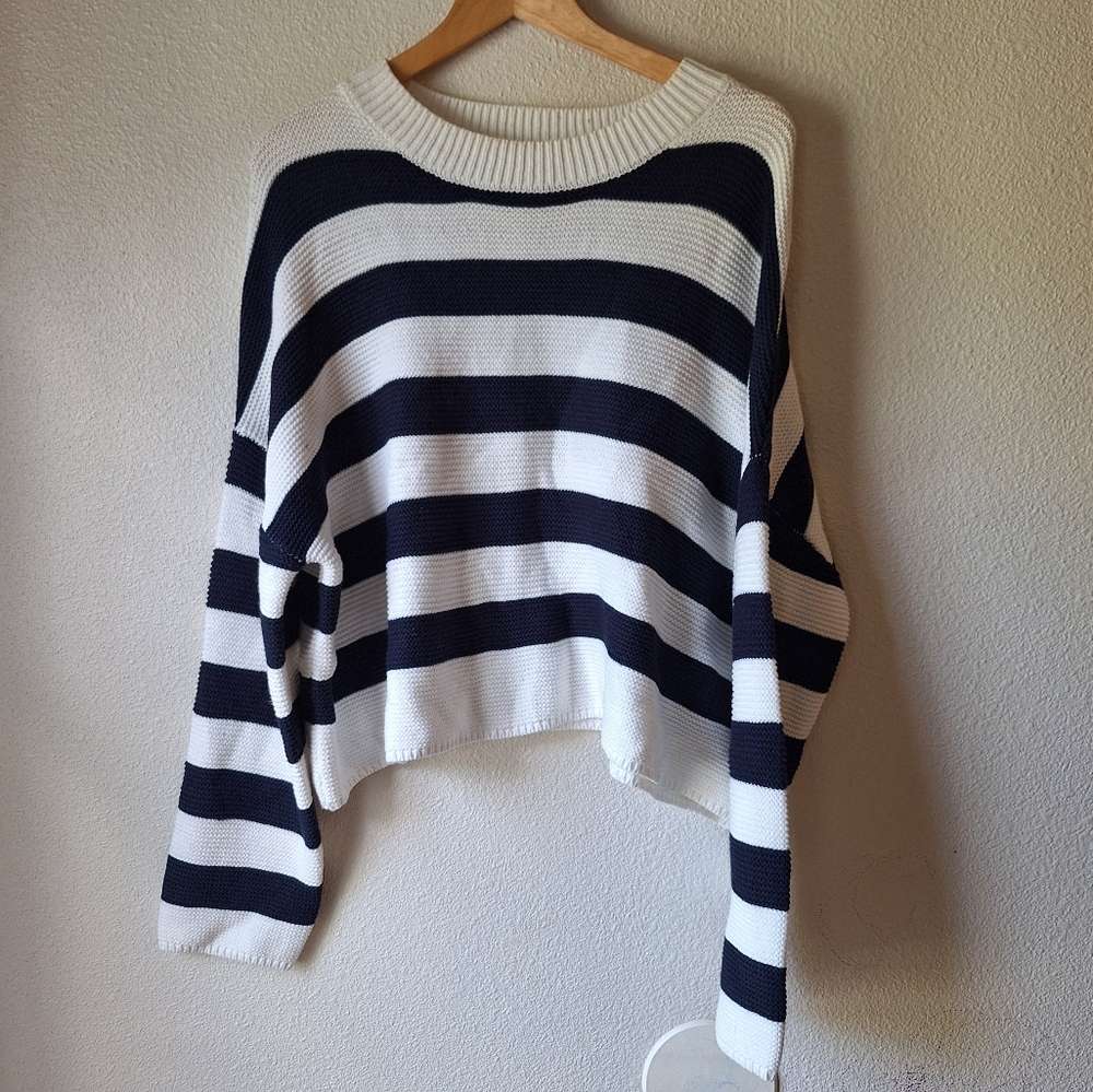 MOON & MADISON Oversized Striped Navy White Size L